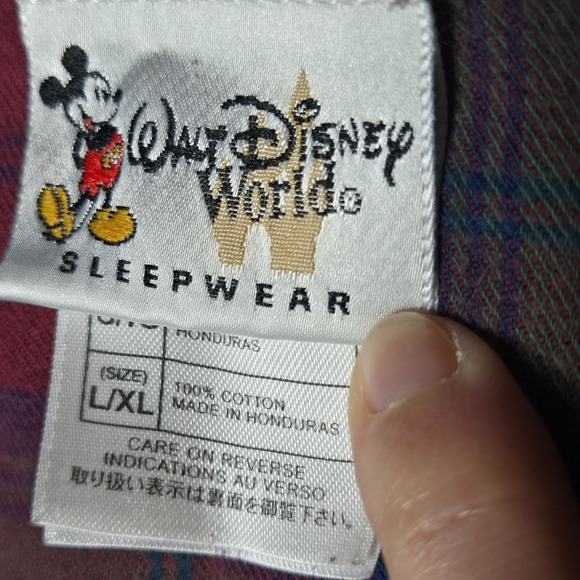 Vintage Walt Disney World Sleepwear Minnie Mouse Flannel Plaid Nightgown L/XL - Picture 5 of 10